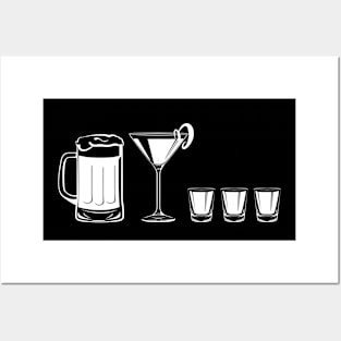 Stick Figure Family - Alcohol Themed - 3 Shots Posters and Art